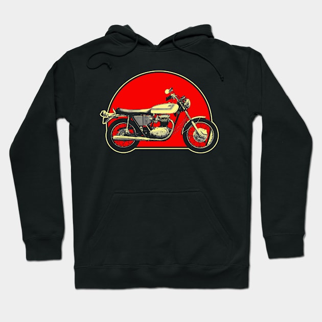 A70 Lightning 1971 Retro Red Circle Motorcycle Hoodie by Skye Bahringer